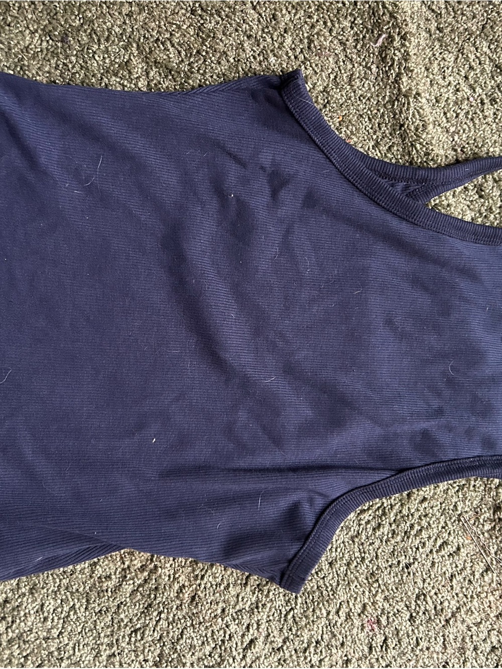 SHEIN Navy Ribbed Racerback Tank Top - Picture 2 of 2